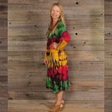 SABRINA DRESS Rayon Spandex Tie Dye Long Sleeve Corset Short Dress SABRINA DRESS Rayon Spandex Tie Dye Long Sleeve Corset Short Dress