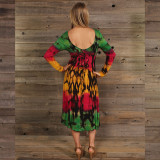 SABRINA DRESS Rayon Spandex Tie Dye Long Sleeve Corset Short Dress