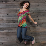 IN THE BRIGHT LIGHT FRINGE PANTS Rayon Spandex Fringe Cut Pants Green  Rainbow Tie Dye - Jayli Imports Inc.