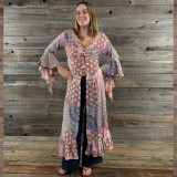 WALK IN THE PARK DUSTER - Rayon Pastel Faux Patchwork Print Janis Duster