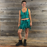 EMERALD FORREST MINI SKIRT Rayon Spandex Tie Dye Cap  Fairy Cut Mini Skirt