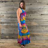 KALEIDOSCOPE DREAMS MAXI DRESS Rayon Spandex  Tie Dye Coresette Back Maxi Dress