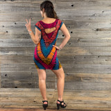 DESERT SUNSET MINI DRESS Rayon Spandex  Tie Dye Peek-A-Boo Body Con Mini Dress