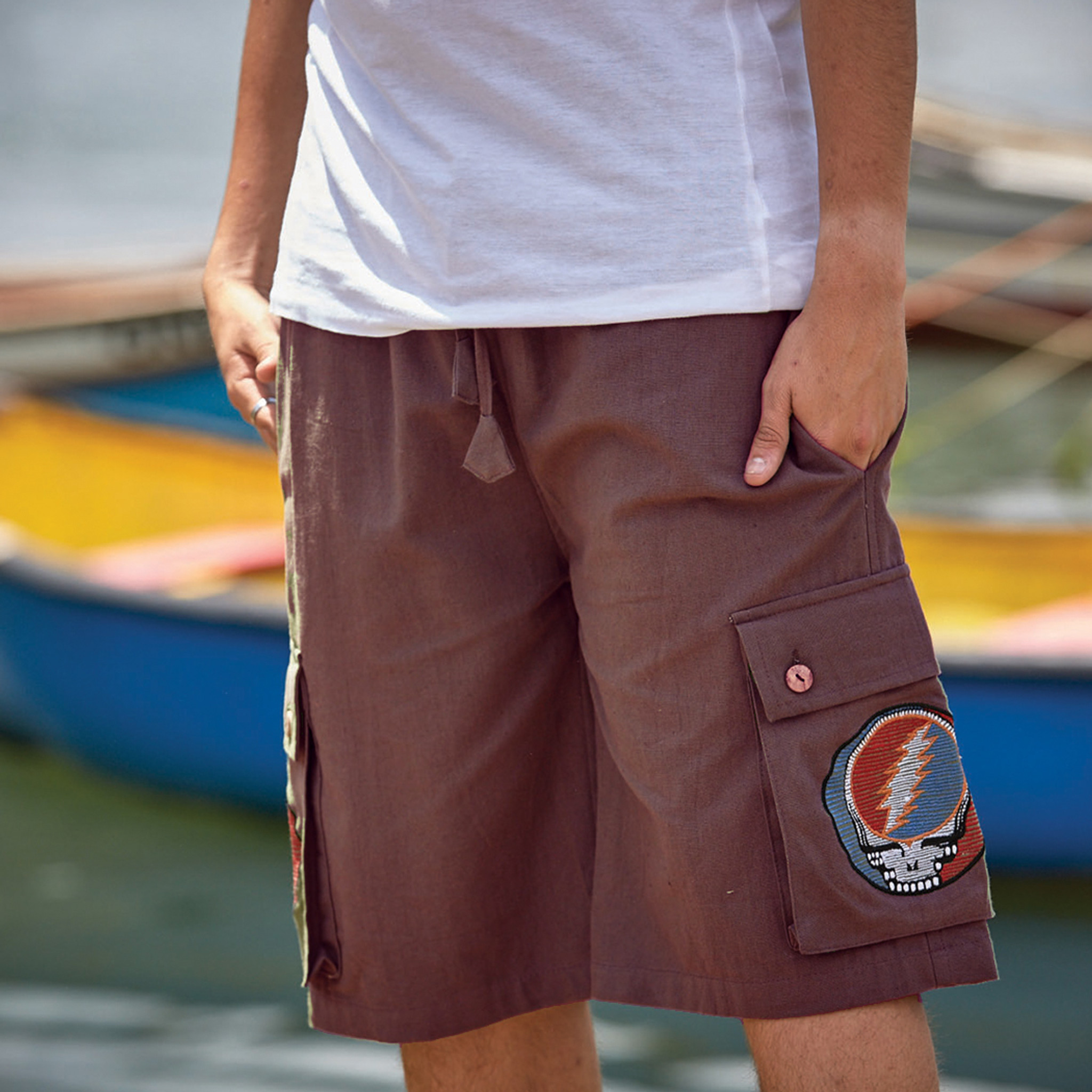 REUBEN SHORTS Cotton Men's Cargo Grateful Dead Shorts With SYF Embroidery