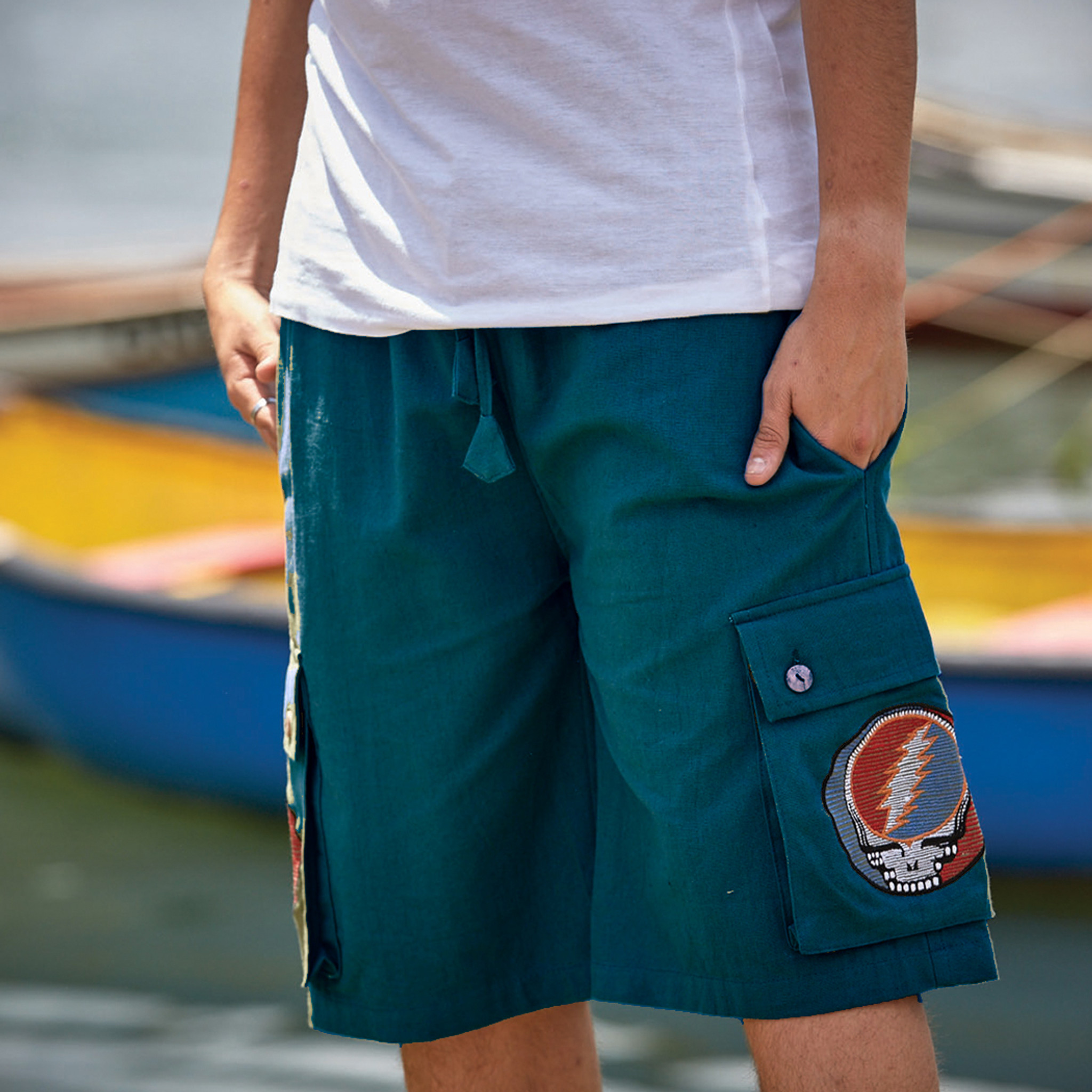 REUBEN SHORTS Cotton Men's Cargo Grateful Dead Shorts With SYF Embroidery