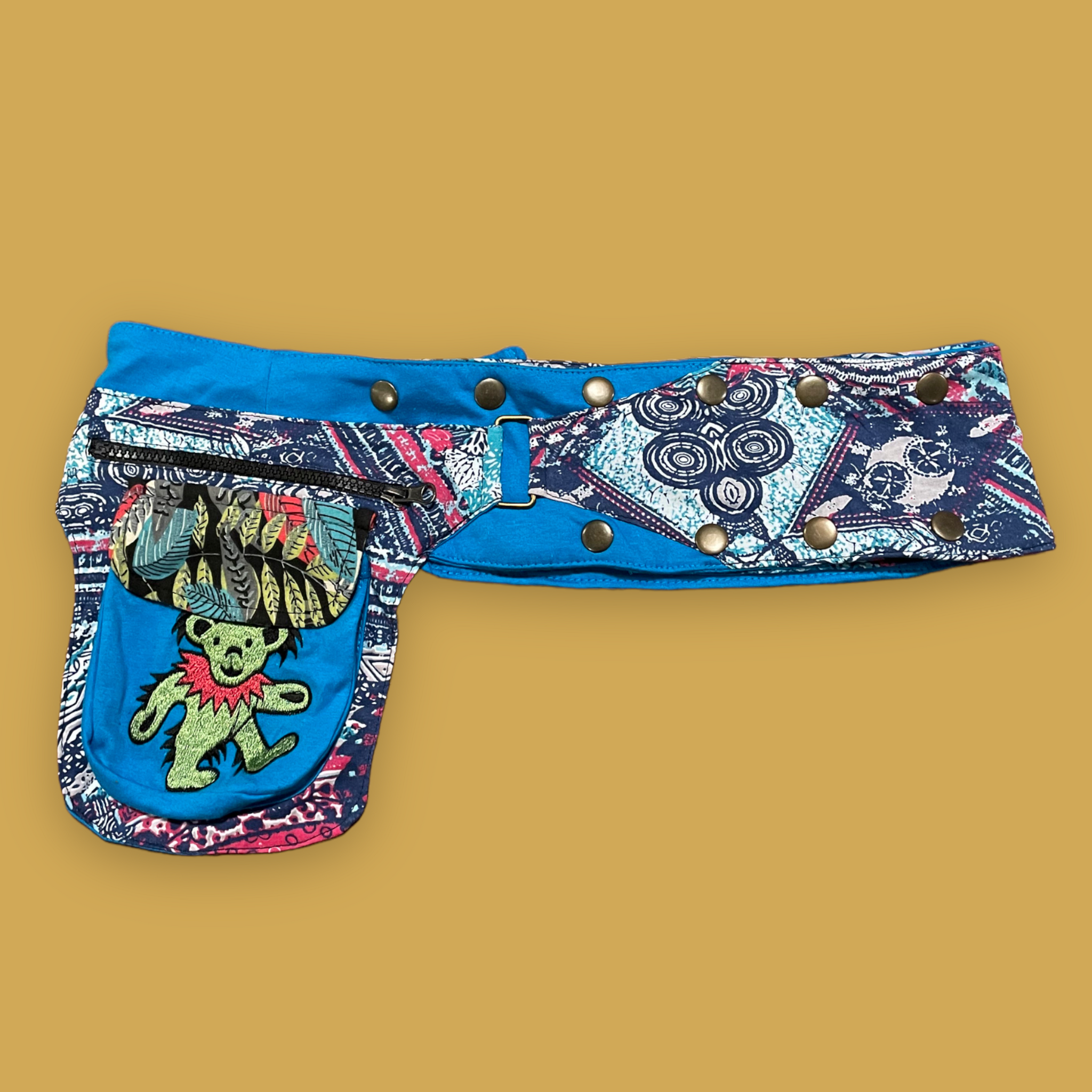 Grateful Dead  IKO BEAR BELT Cotton Snap Wrap Belt With Embroidered Iko Bear