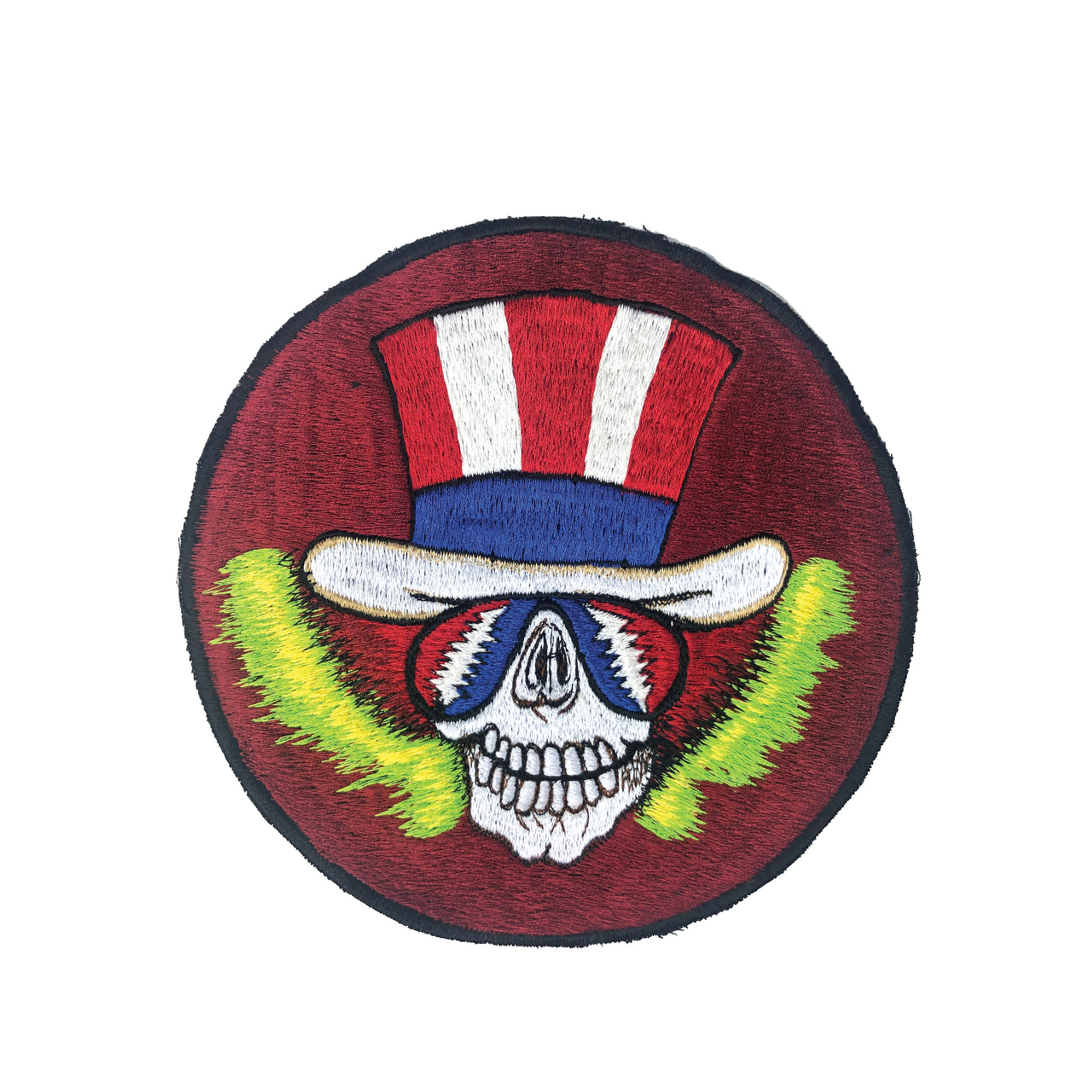 Grateful Dead Large Embroidered Patch Skull with American Flag Hat (8 inches)