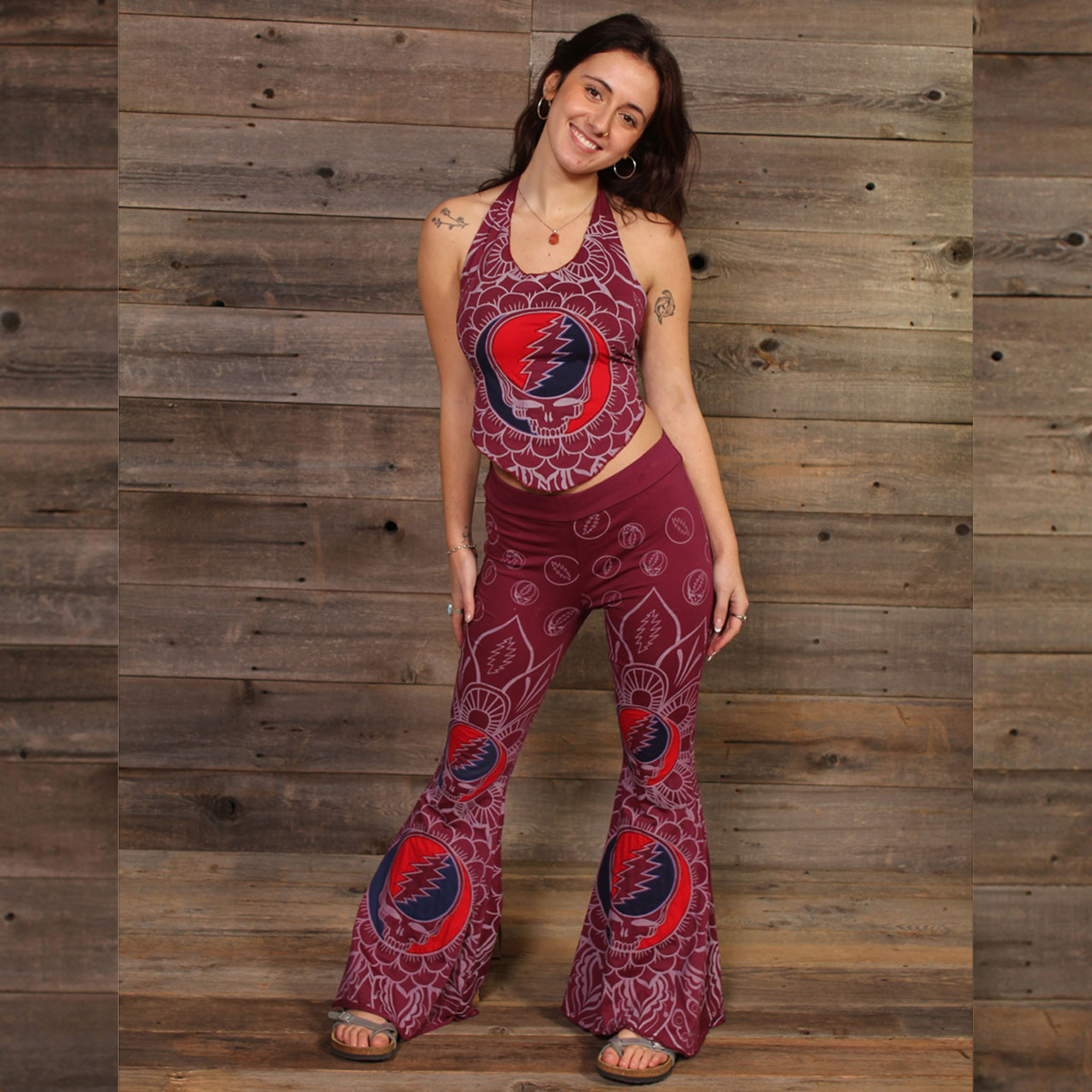 LISTEN TO THE MUSIC PLAY CHEST COVER UP Grateful Dead Cotton Lycra  Mandala Print Chest Cover Up
