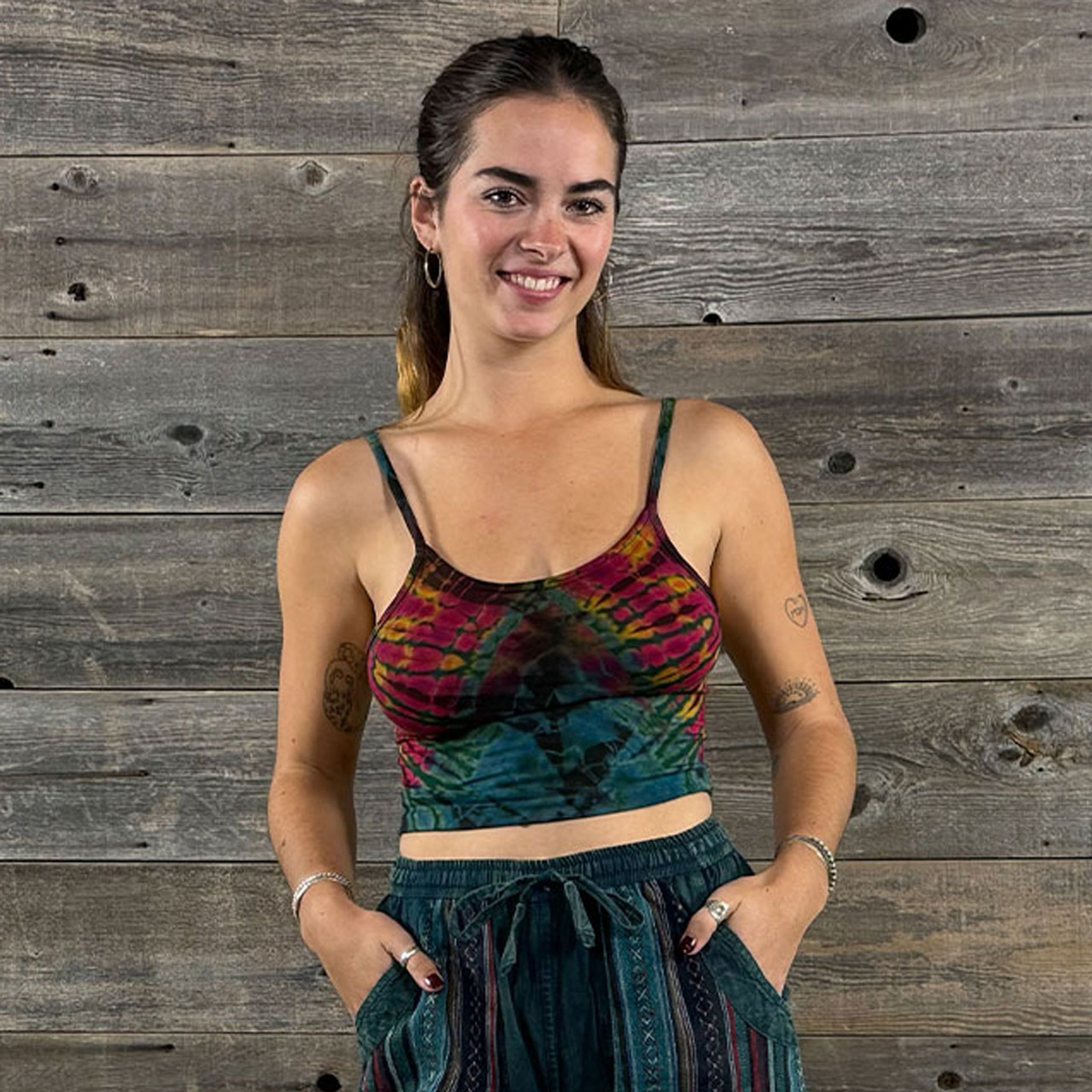 BAE BRALETTE Rayon Spandex Mudmee Tie Dye Front Peek- a - Boo Halter  Bralette - Jayli Imports Inc.