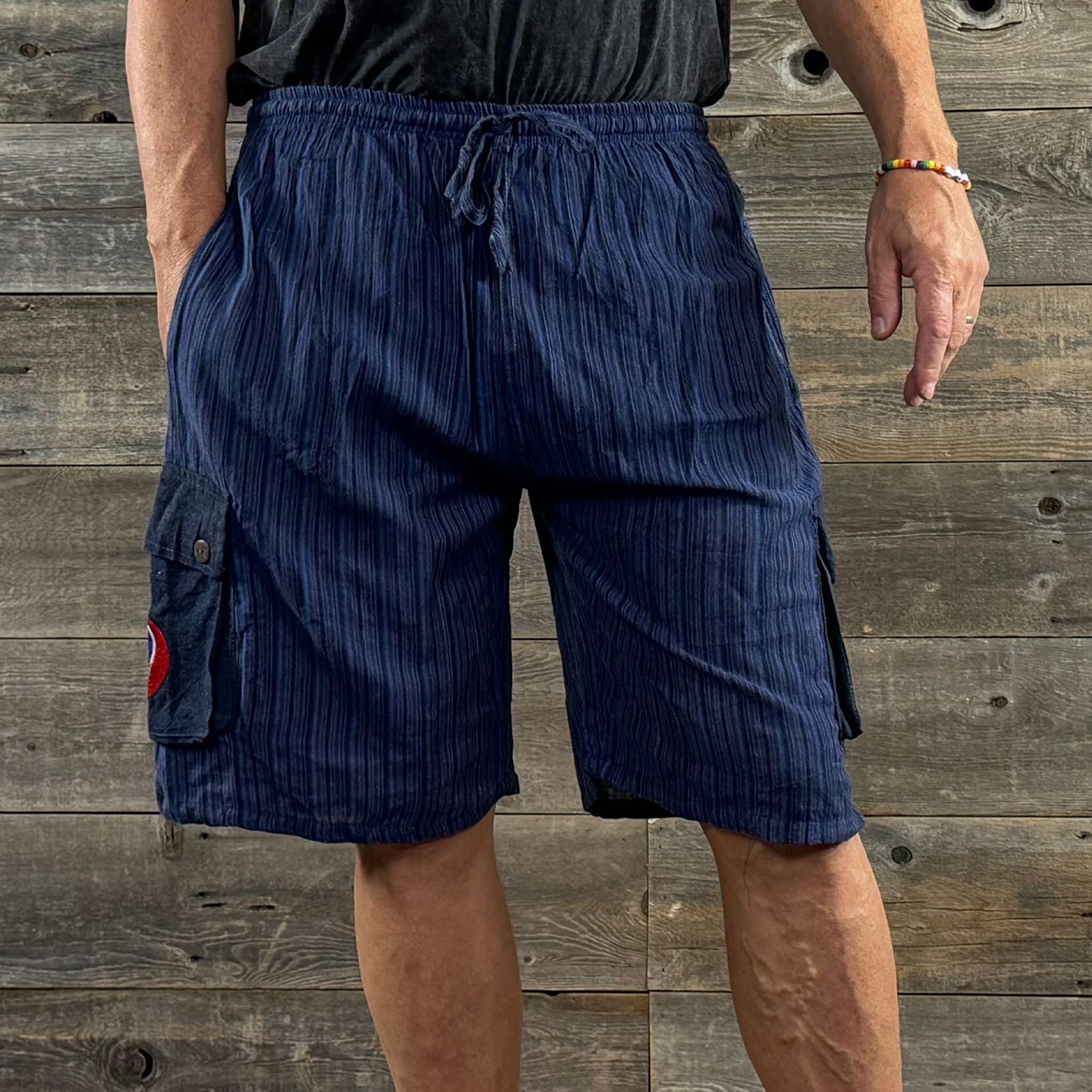 CRAZY OTTO SHORTS Cotton Stonewash Dharke Stripe Stripe Cargo Shorts w/ SYF Embroidery