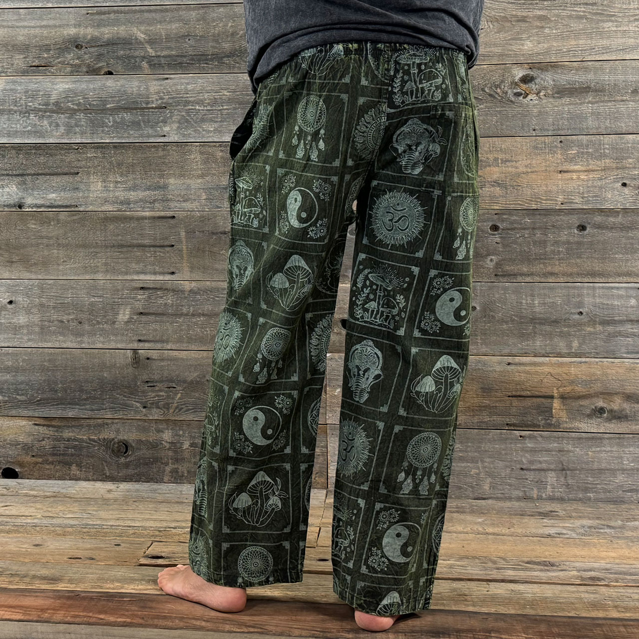 A LITTLE BIT OF EVERYTHING PANTS Cotton Enzyme Dye Regular Elastic Waist Pants w/ Multi Print