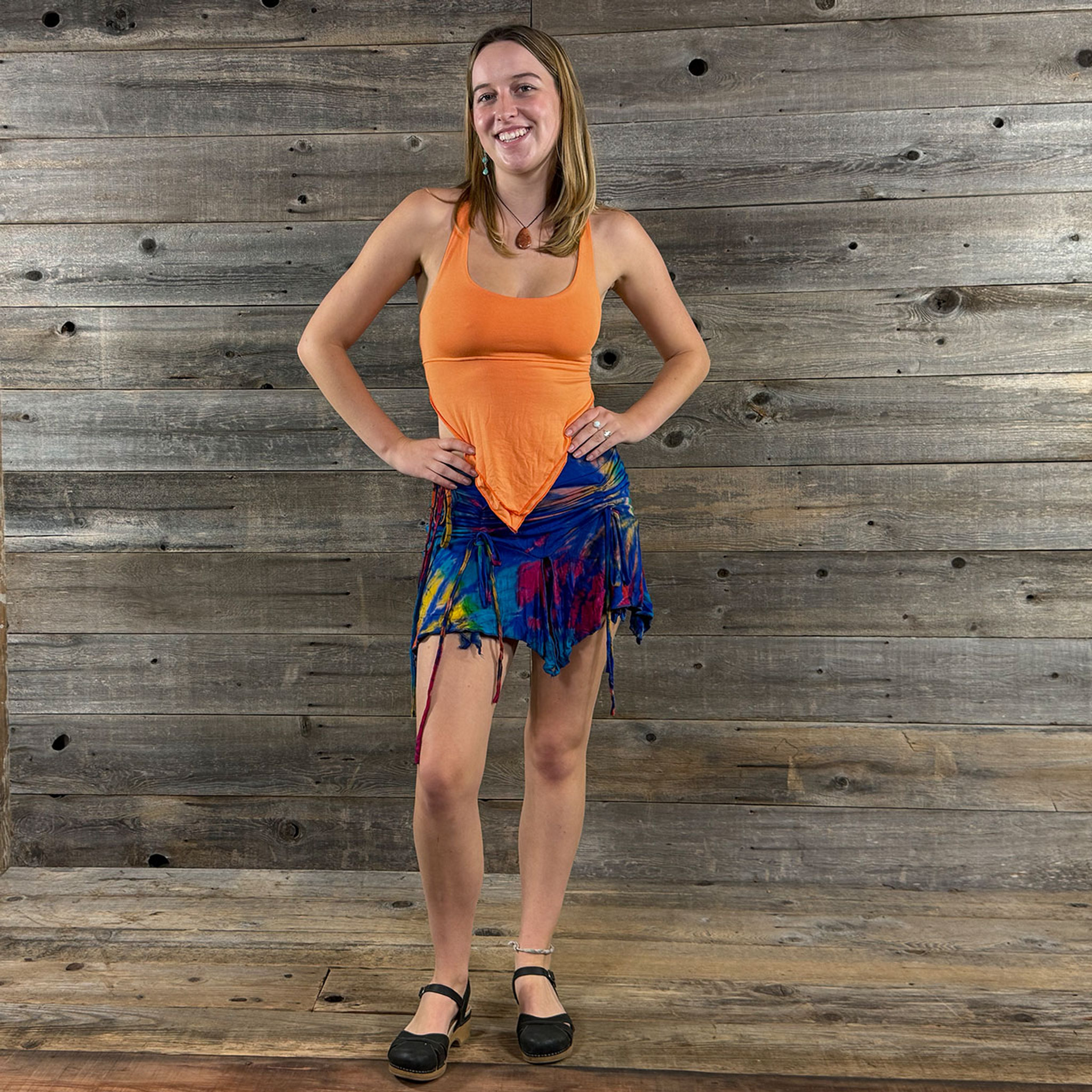 KALEIDOSCOPE DREAMS MINI SKIRT Rayon Spandex  Tie Dye Fairy Cut Cinchi Mini Skirt