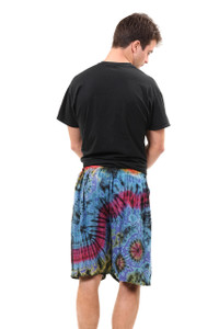 SOLAR SHORTS Rayon Men's Shorts With Elastic Waist Mudmee Hand Tie Dye