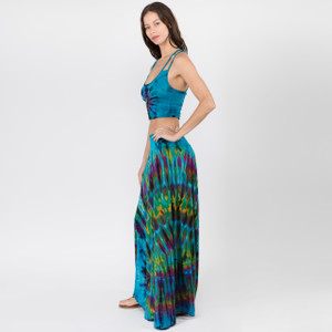 JHADA SKIRT - Rayon Spandex Mudmee Tie Dye Paneled Maxi Skirt
