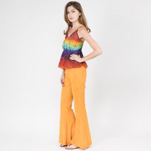 MISSY TOP - Cotton Rainbow Tie Dye Tiered Spaghetti Strap Top