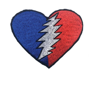 Grateful Dead Medium Heart Patch with Bolt (6 inches)