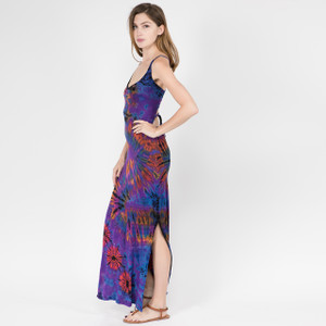 NEELA DRESS - Rayon Spandex Corset Back Maxi Dress With Side Slit-Mudmee