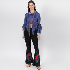 RAYA TOP Rayon Wrap Top With Unique Ohm Print