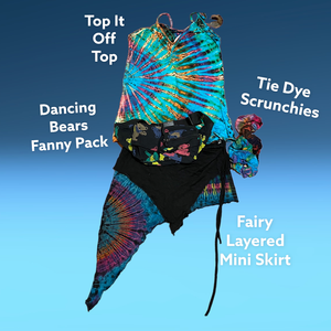 FAIRY SKIRT Rayon Spandex Tie Dye Angle Cut Mini Skirt