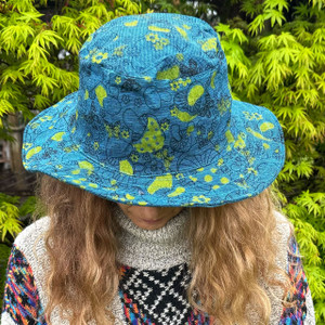 MULTI MUSHROOM PRINT HAT Cotton Patchwork Hat With Finished Edge & Multi Mushroom Print