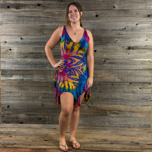 KALEIDOSCOPE DREAMS SHORT DRESS Rayon Spandex  Tie Dye Fairy Cut Short Dress