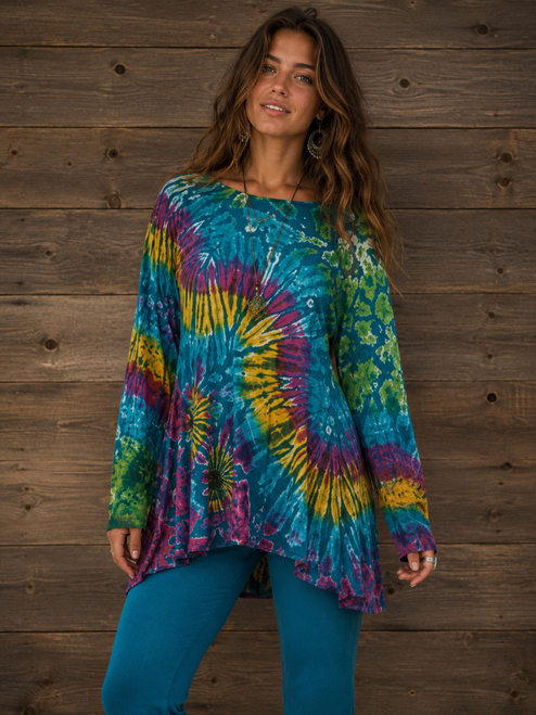 ANISA TOP Rayon Spandex Long Sleeve Flowy Top