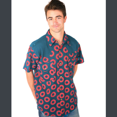 TREY SHIRT Cotton Men's Phish Donut Print Button Up Shirt