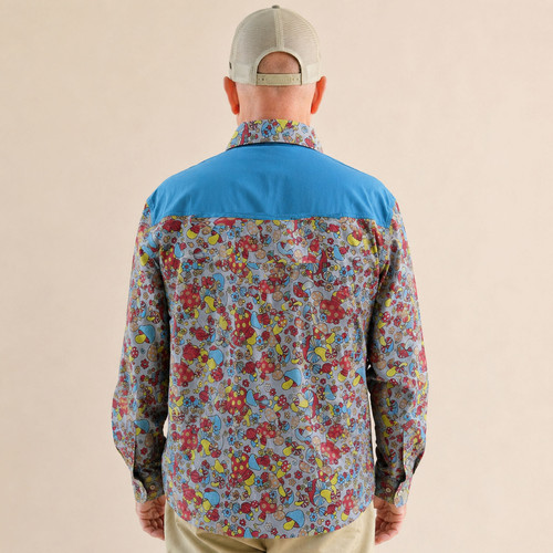 SILLY SIMON THE FUN GUY SHIRT Men's Cotton Retro Mushroom Print Long Sleeve Button Up Shirt