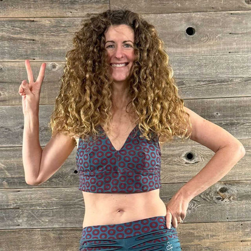 GAMEHENDGE BRALETTE Cotton Lycra Small Donut Print Bralette w/ Small Spaced Out Donut Embroidery In Center Of Bra