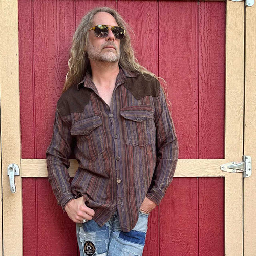 DUSTY ROADS SHIRTS Cotton Striped & Solid Men CowboyButton Up Long Sleeve Shirt