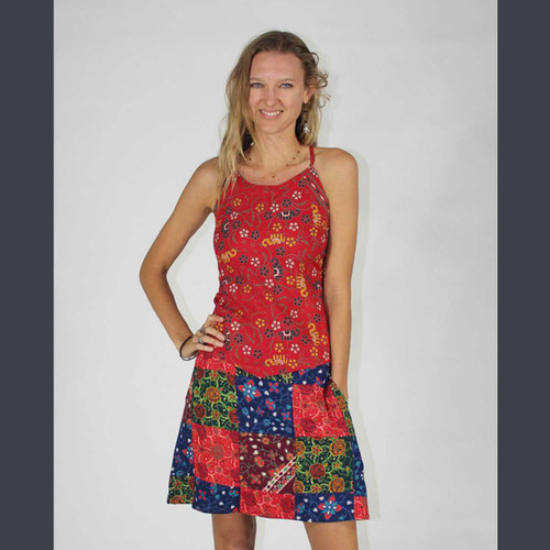 CARAVAN DREAMS MINI SKIRT Cotton Indian Print Patchwork Mini Skirt With Pockets • Assorted