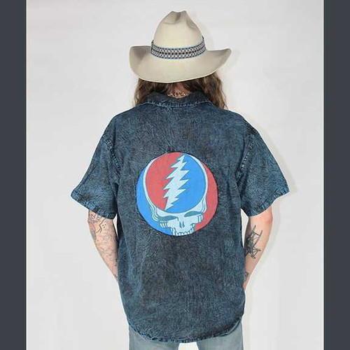 TERRAPIN SHIRT Cotton Button Up Collar Short Sleeve Shirt Shining Wash w/ Grateful Dead Steal Your Face On Back