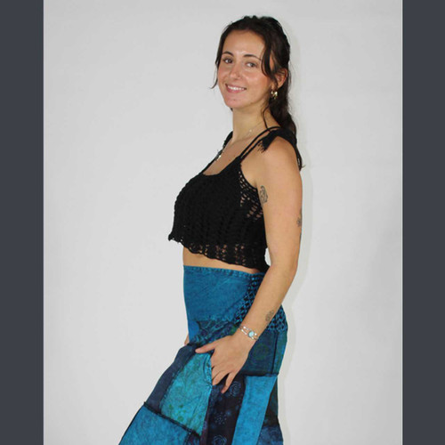 JUNA TOP Cotton Hand Crocheted Crop Top w/ Tie Straps