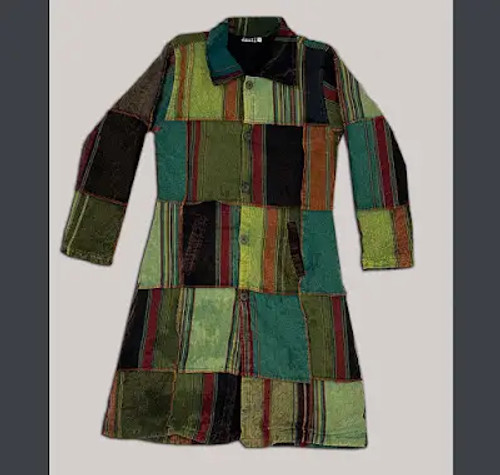 GROOVE OUT JACKET Cotton Outter Stitch Patchwork  Button Up Long Sleeve Collar Jacket  w/ Pockets