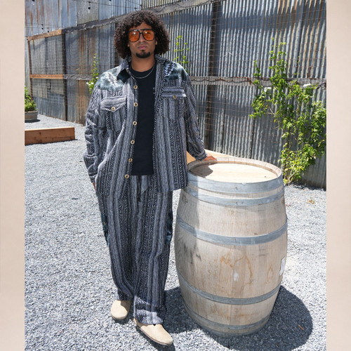 RIPPLE THREADS SHIRT Heavy Striped Cotton & Tie Dye  Long Sleeve Shirt w/ Bolt Cut Out & Steal Your Face Embroidery