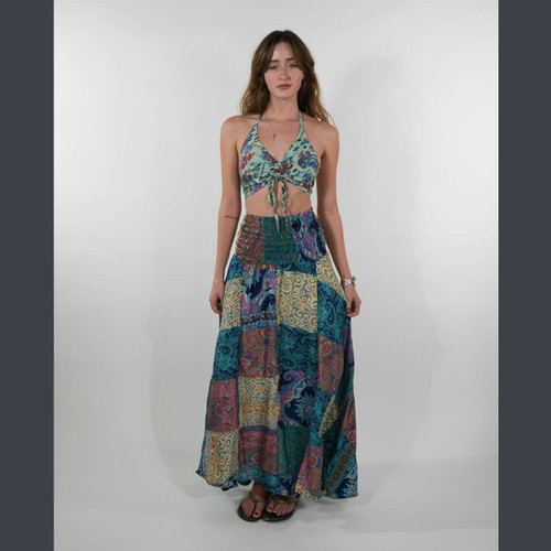 ENCHANTED MAXI DRESS/SKIRT Patchwork Smocking Tube Top Maxi Dress/ Maxi Skirt - Assorted