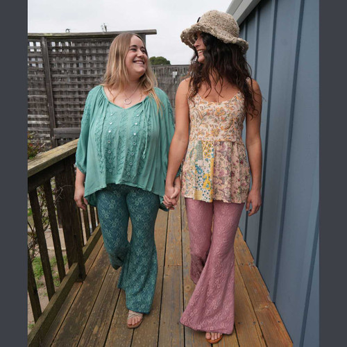 GRACE PANTS Lace Outer & Cotton Spandex lined Bell Bottom Pants