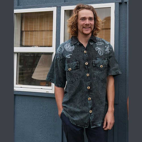 ROBERT SHIRT  Cotton Enzyme Wash GD Multi Print Button Up Men's Collar Short Sleeve Westen Shirt w/ Chest Pocket Solid & Print & Bolt Buttons