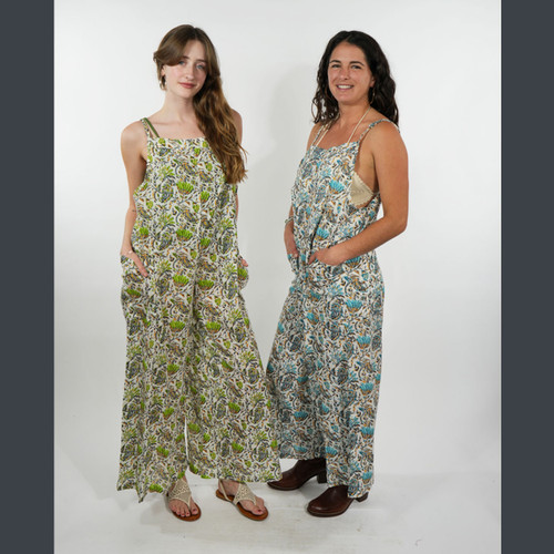 WATER LILY JUMPSUIT   Wide Leg Jumpsuit w/ Adjustable Straps & Pockets - Batik  Print