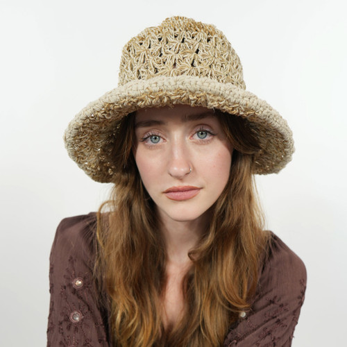 Hand Crocheted Hemp Crushable Sun Hat