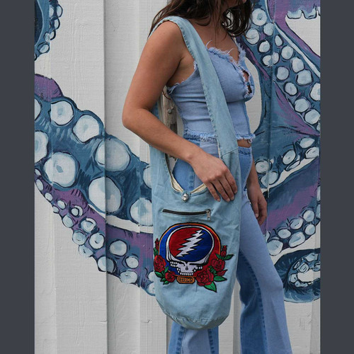 Grateful Dead Soft Denim Baba Bag w/ Steal Your Face & Roses Embroidery
