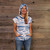MAKING WAVES HOODY Cotton Lycra Blue & White Tie Dye Razor Cut Sleeveless Hooded Top w/Pocket & w/ Front Pocket