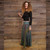 EASY RIDER SKIRT Heavy Cotton Gherri + Print Patchwork Long Panel Skirt w/ Back Elastic