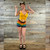 HAPPY DAY BOOTY SHORTS Light Stonewash Sinker Cotton Reverse Chevron Rainbow Panel Patchwork Booty Shorts Pico Hem
