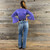 GEANIE TOP Rayon Spandex Bell Sleeve Wrap Top Solid