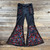 RUN FOR THE ROSES PANTS Cotton Razor Cut Flare Booty Pants w/ Multi Grateful Dead Steal Your Face & Roses Print