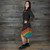 LET IT SHINE MINI DRESS Cotton Stonewash Razor Cut Long Sleeve Angle Cut Mini Dress w/ Grateful Dead Rainbow Bolt Cut Out