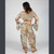 SUMMER SERENADE TOP Rayon Patchwork Tie Dye 3/4 Sleeve Crop Top Flowy Sleeve
