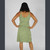 TORE UP MINI DRESS Cotton Lycra Razor Cut Spaghetti Strap Dress w/Grateful Dead Steal Your Face Tonal Embroidery • Olive • S-M-L-XL
