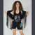 THE WHEEL VEST Cotton Lycra Fringe Vest w/ Grateful Dead Peace Sign Print